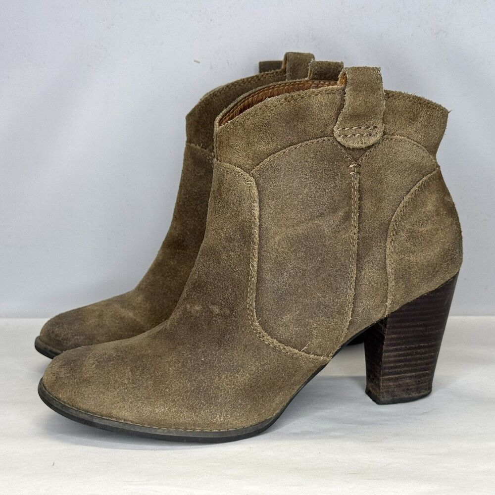 Clarks Indigo Heath Harrier Suede Ankle Boots Taupe Distressed Womens Size 10